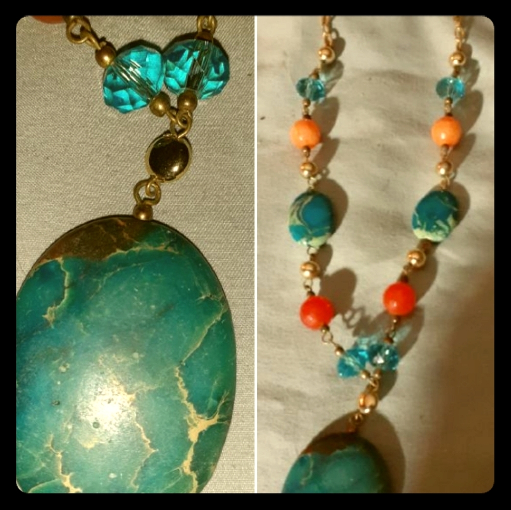 Turquoise and coral necklace